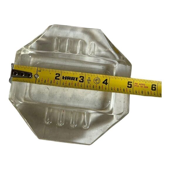 Glass Ashtray for Cigarette Cigar Clear Vintage Hexagon Barware MCM Retro - Picture 3 of 4